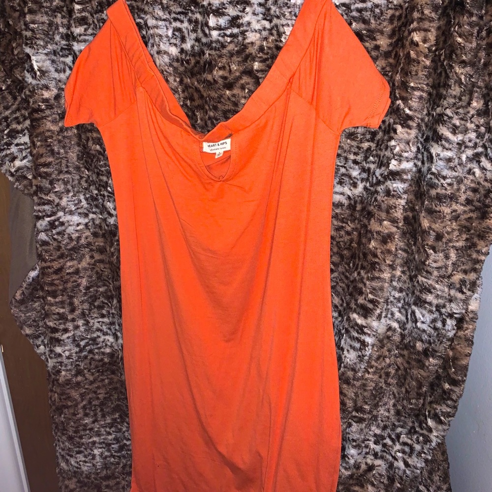 Off the shoulder fitted t-shirt dress